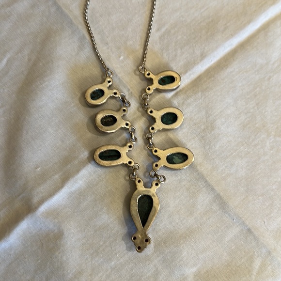 Turquoise and agate silver necklace and earrings set - Picture 6 of 8